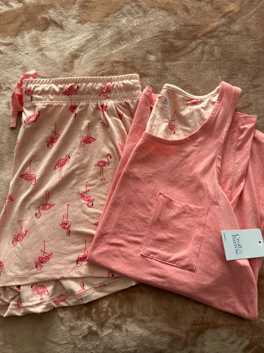 croft & barrow Pink Flamingo Tank Top and Shorts Pajama Set - Picture 3 of 3